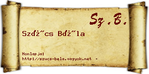 Szűcs Béla névjegykártya